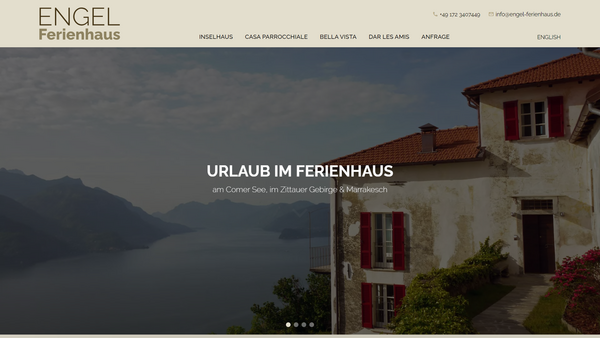 Desktop-Ansicht
der Website engel-ferienhaus.de mit Informationen zum Ferienhaus
