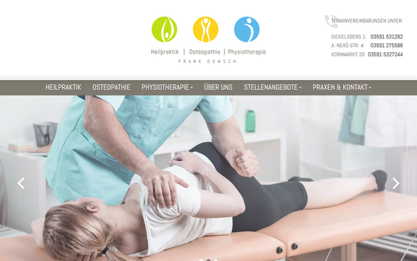 Notebookansicht: Webseite für das Gesundheitswesen: Physiotherapie & Osteopathie Frank Domsch in Bautzen | Sachsen