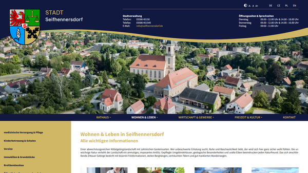 Screenshot der Seite Wohnen und Leben von seifhennersdorf.de in Desktop-Ansicht