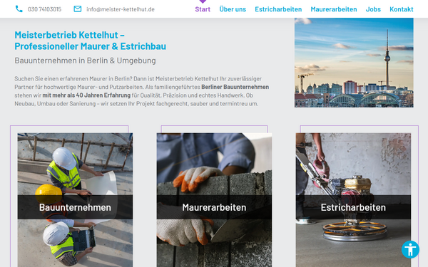 Screenshot der Website meister-kettelhut.de in Notebook-Ansicht mit Startseite