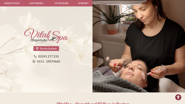 Desktopansicht: Stilvolle Webseite für Kosmetik- & Pflegestudio: vital Spa & Pflegestudio in Bautzen | Sachsen
