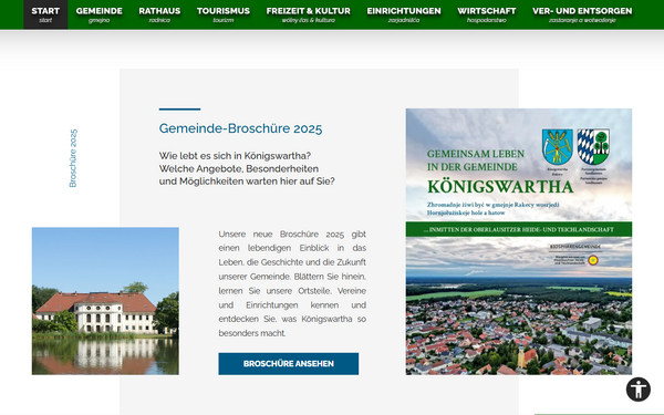 Screenshot der Website koenigswartha.net in Notebook-Ansicht mit Startseite