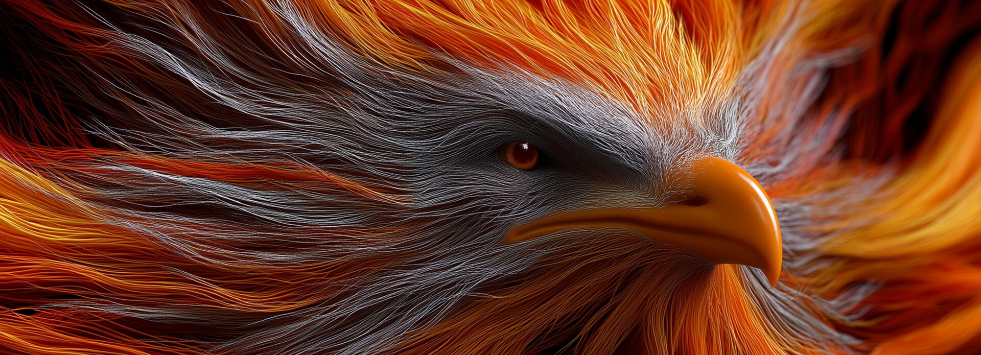 Ein Adler mit den Farben von MyArtSide (Orange, Schwarz)