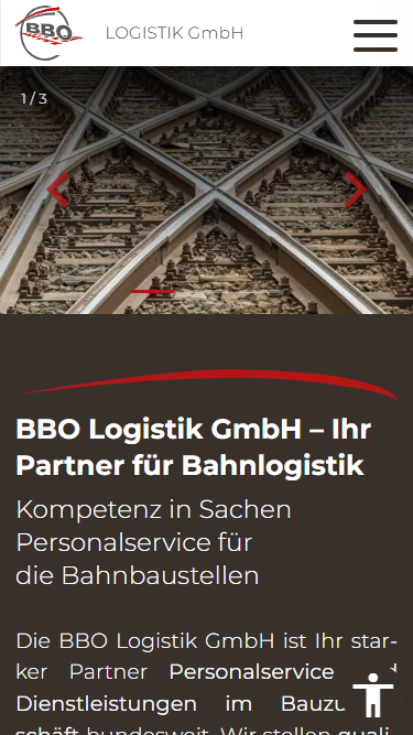 Screenshot der Website Bahnlogistik BO in der mobilen Ansicht auf Smartphone