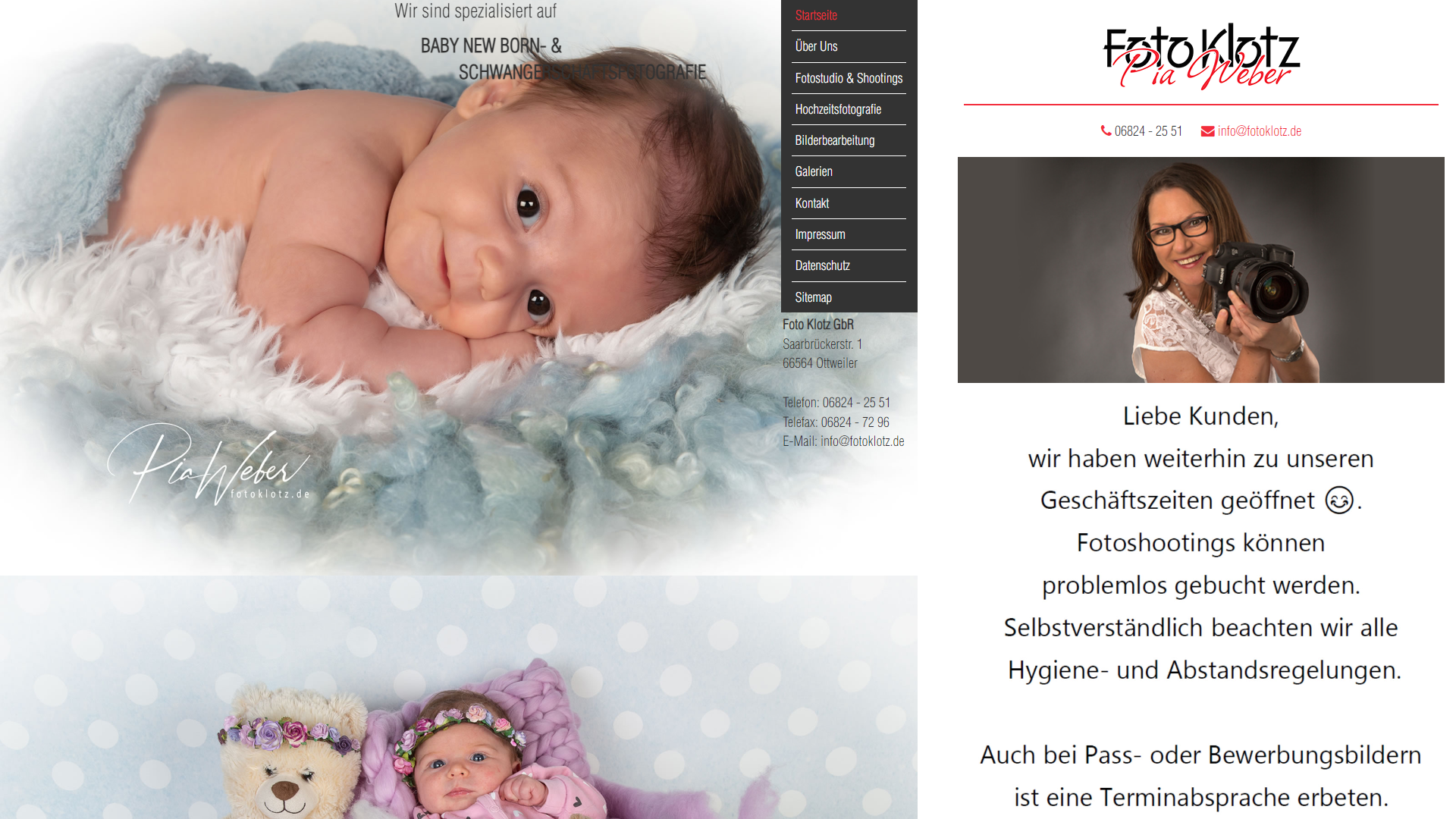 Desktopansicht: Website für professionelle Fotografen - Foto Klotz GbR