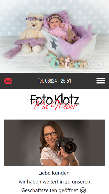 Mobileansicht: Website für professionelle Fotografen - Foto Klotz GbR