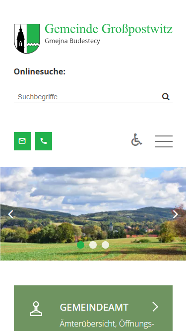 Mobile
Ansicht der Website grosspostwitz.de