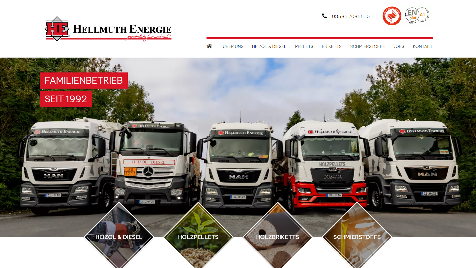 Desktop-Ansicht
der Website hellmuth-energie.de mit Energielösungen