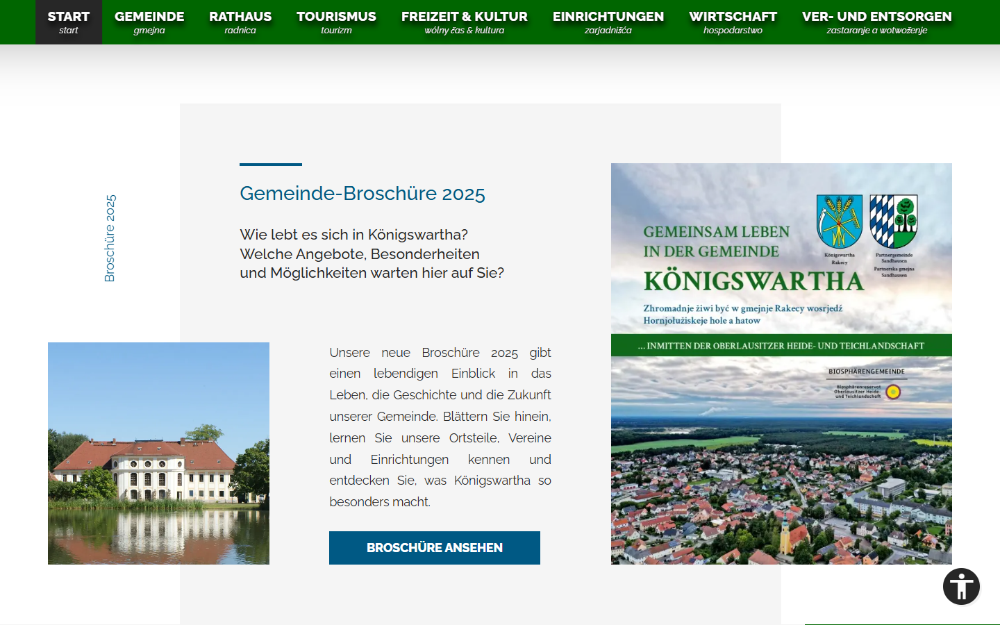 Screenshot der Website koenigswartha.net in Notebook-Ansicht mit Startseite