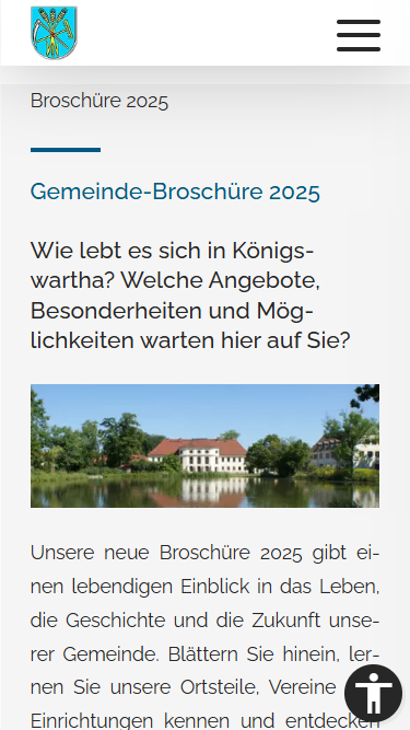Screenshot der Website koenigswartha.net in mobiler Ansicht auf Smartphone