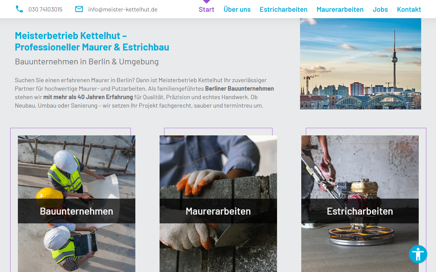 Screenshot der Website meister-kettelhut.de in Notebook-Ansicht mit Startseite