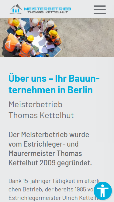 Screenshot der Über-uns-Seite von meister-kettelhut.de in mobiler Ansicht