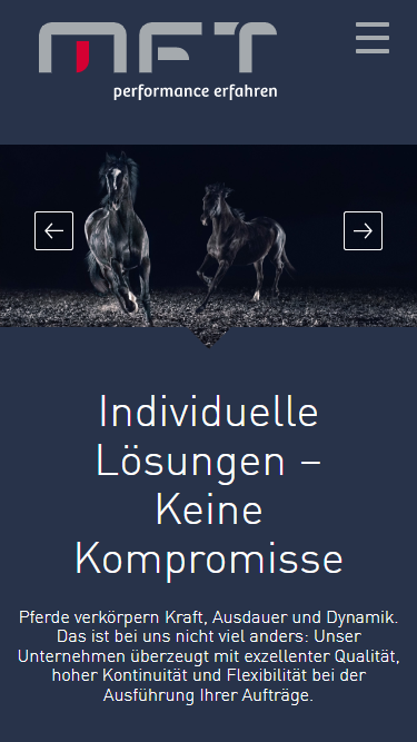 Mobile Ansicht der MFT-Cunewalde.de Website mit Firmeninfos