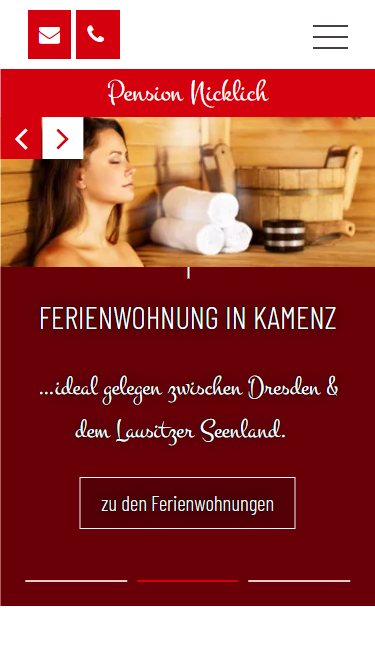 Mobilansicht: Webseite für Tourismus & Gastbranche:  Pension Nicklich Kamenz | Sachsen – Landkreis Bautzen