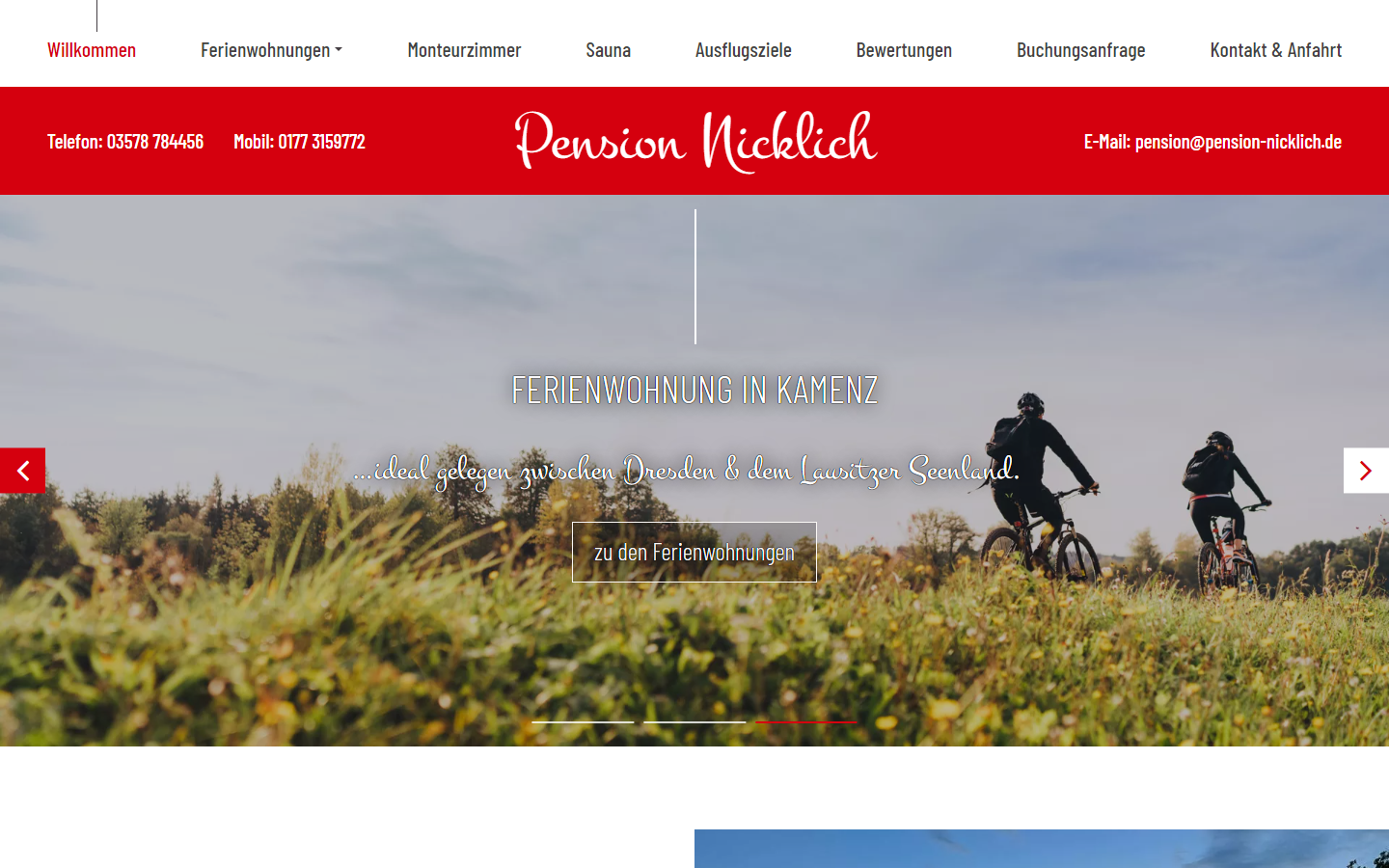 Notebookansicht: Webseite für Tourismus & Gastbranche:  Pension Nicklich Kamenz | Sachsen – Landkreis Bautzen