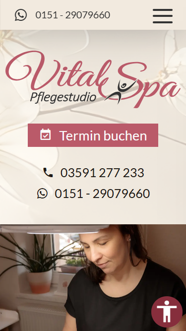 Mobileansicht: Stilvolle Webseite für Kosmetik- & Pflegestudio: vital Spa & Pflegestudio in Bautzen | Sachsen