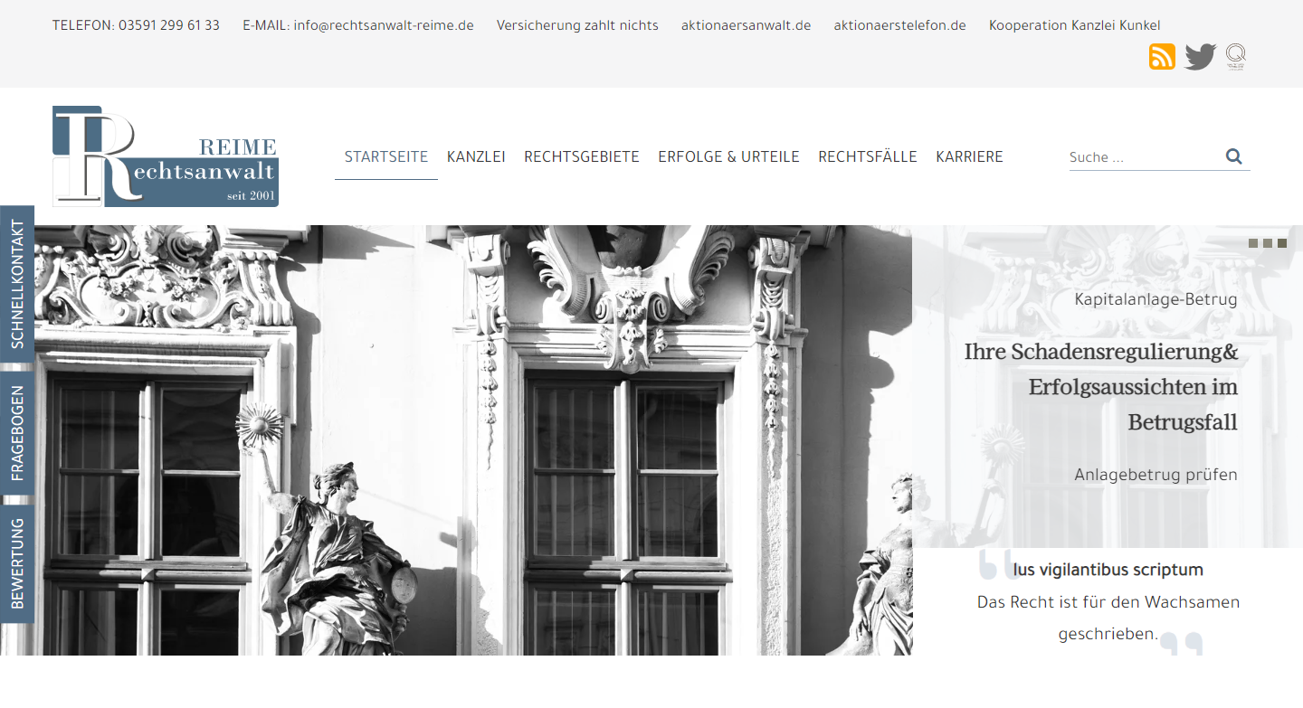 Notebook-Ansicht der Rechtsanwalt-Reime.de Website mit rechtlichen Dienstleistungen