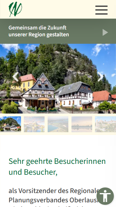 Screenshot der Website rpv-oberlausitz-niederschlesien.de in mobiler Ansicht auf Smartphone