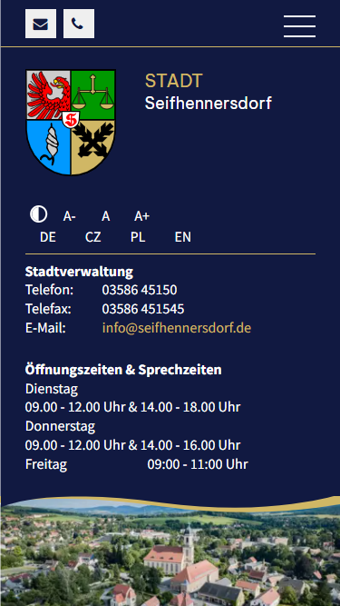 Screenshot der Seite Freizeit und Kultur von seifhennersdorf.de in mobiler Ansicht