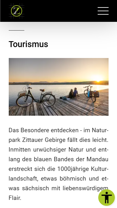 Screenshot der Website stadtsanierung-zittau.de in mobiler Ansicht auf Smartphone