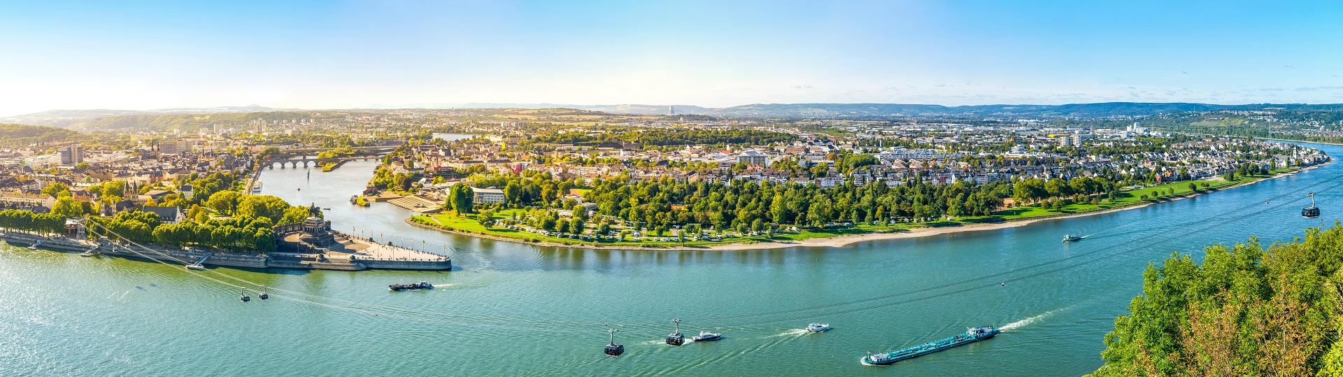 Drohnenaufnahme mit Blick auf Koblenz